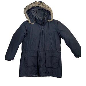 Lands' End Jacket Womens Sz LP 14 16 Black Hooded Parka Very Warm Winter Coat